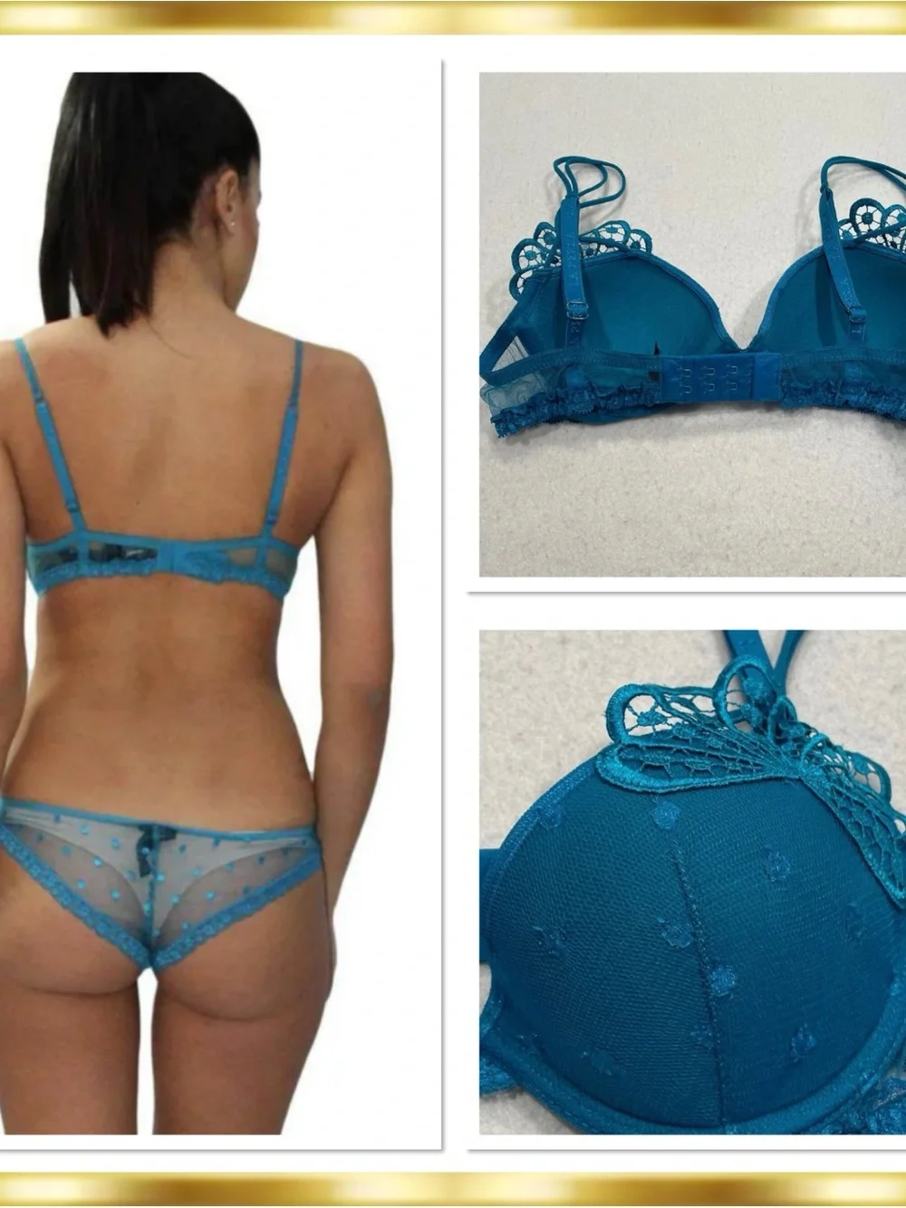 La Perla Noche De Viento Macrame Fan Motifs Leavers Lace Push Up Bra 32B $350